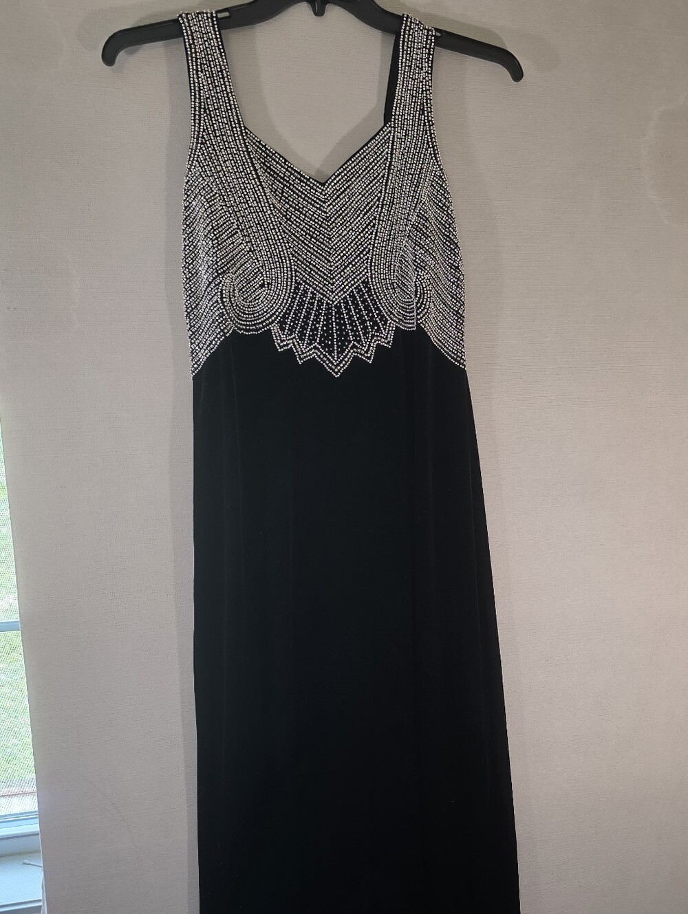 Stenay Black Formal Maxi Dress with Silver Beaded Bodice.